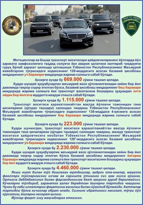 Жол ҳәрекети қәўипсизлиги басқармасы «гулянка» мәселесинде ескертиў жәриялады