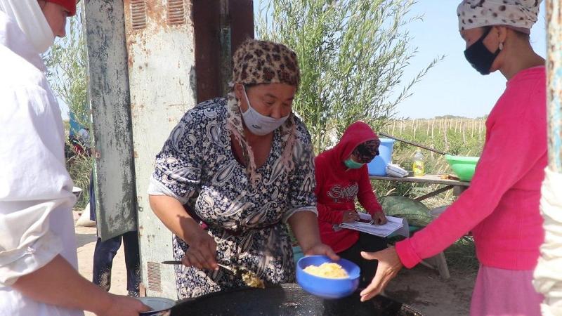 Республика ишчи гуру&#1203;и аъзолари Тахиатош ва Нукус туманларида теримчиларга яратилган шароитларни ўрганди